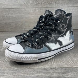Converse chuck taylor Space Cowgirl black Leather Hi Tops - size 10 women’s Rare